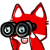 Emoticon 레드 폭스 쌍안경으로 감시